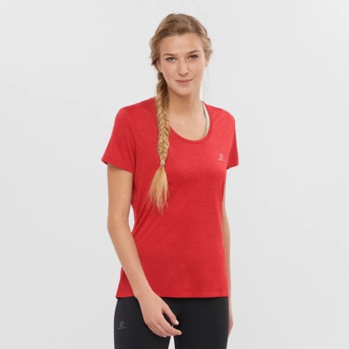 Camiseta Salomon Agile Corta Sleeve Mujer Rojos | MX TYWI728